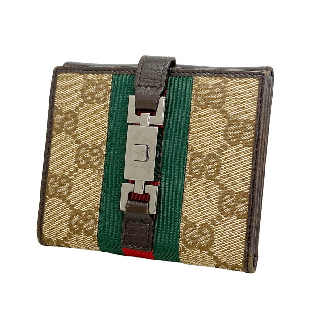 Gucci GG Canvas Sherry Line Jackie Wallet 05470 Beige Brown Men's Women's